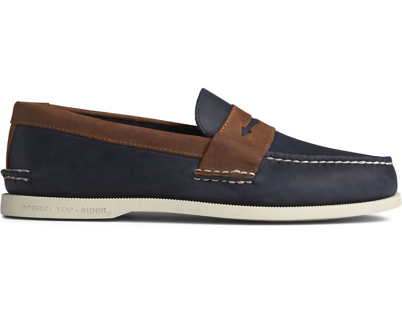Sperry Authentic Original Penny Loafers - Men's Loafers - Navy [JM7962345] Sperry Top Sider Ireland